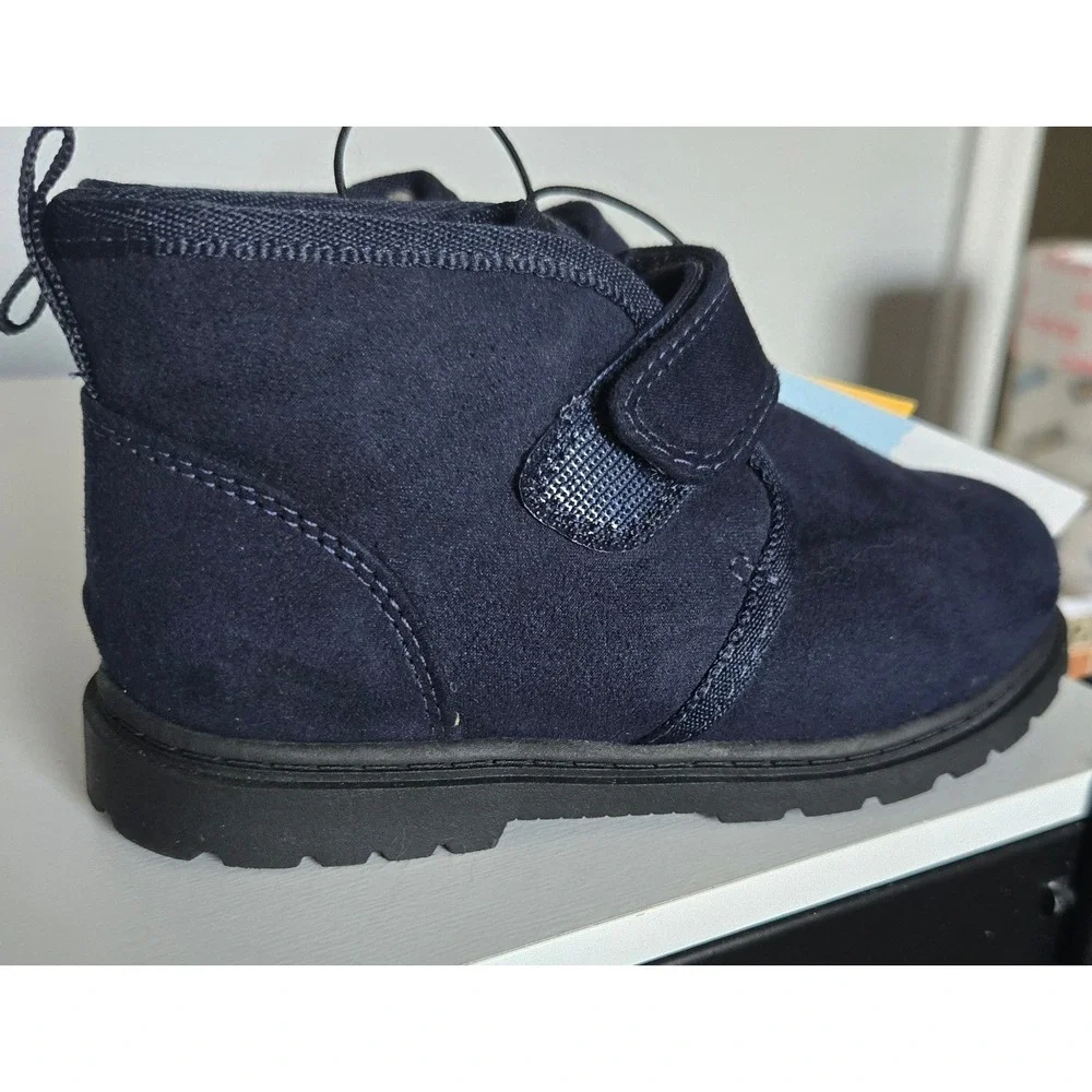 Cat & Jack Navy Magnus Toddler Faux Fur Lined Ankle Boots Navy Blue Size 8 NEW